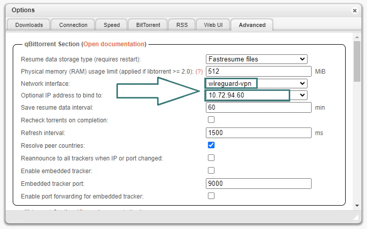 8º Configuración del tunel VPN con Qbittorrent